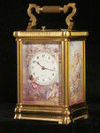 An extremely fine enamel panelled carriage clock with original box. (France)