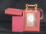 An extremely fine enamel panelled carriage clock with original box. (France)
