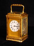 An engraved and gilded gorge cased carriage clock by Richard and Company (France)