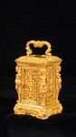 Miniature carriage clock with carytids, engraved panels and original case.   (France)