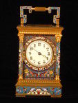 A fairly large champleve enamel carriage gong striking carriage clock (France)