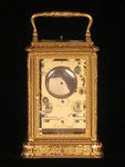 D357 A finely engraved and early bell striking and repeating gorge carriage clock (France)