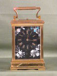 very rare carriage clock with pietra dura panels. (France)