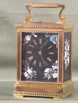very rare carriage clock with pietra dura panels. (France)