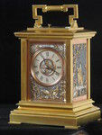 carriage clock made for Japanese market with fine metal panels  (France)